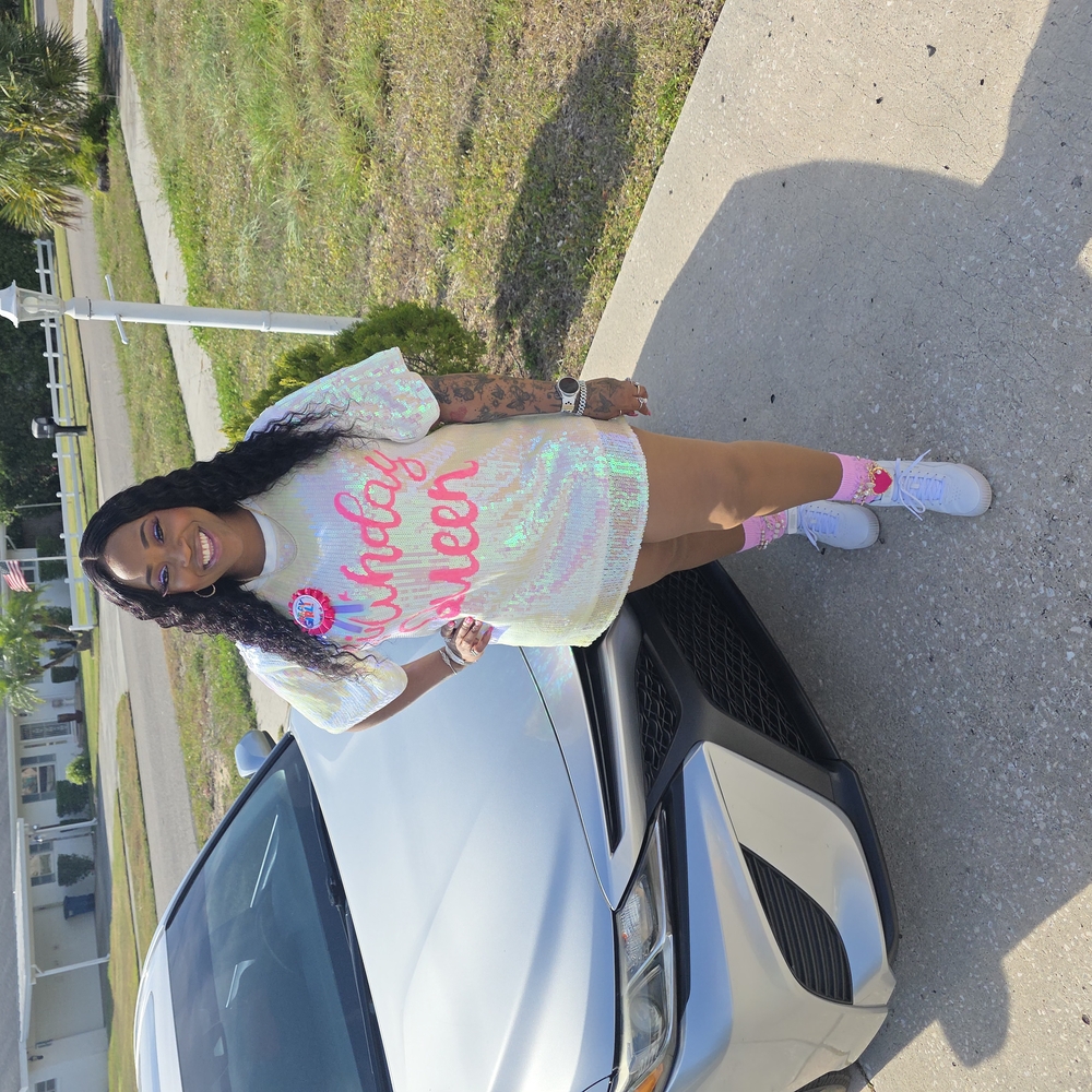 Pink and White Casual Mini Dress Short Sleeve Crew Neck
